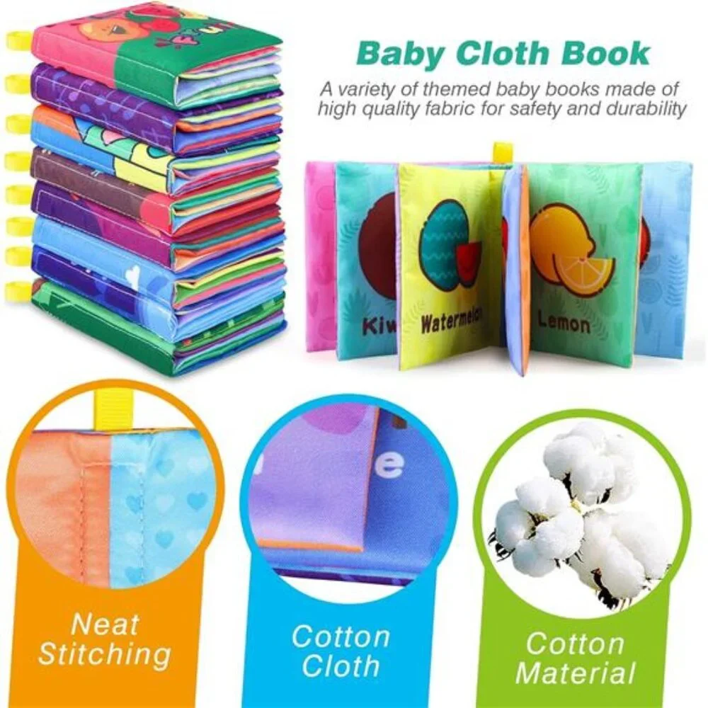Baby Bath Books, Nontoxic Fabric Soft Baby Cloth Books, Early Education Toys